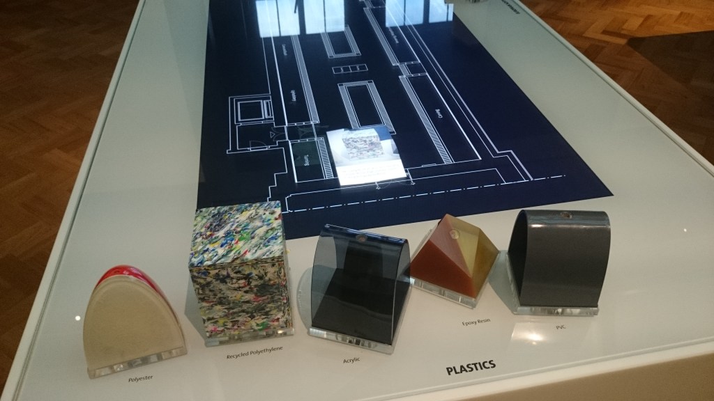 Different media/materials are on the outside of the table